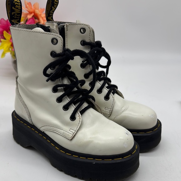 Martens Jadon White Leather Platform Boots Size MS8094